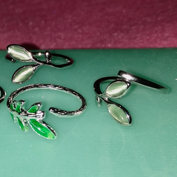 Frosted Green Opal Leaf Ring  2 Available - Picture 11 of 15